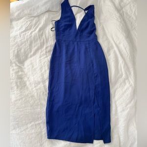 NWT Lulu Idina Dress plunge backless royal blue body con midi size small